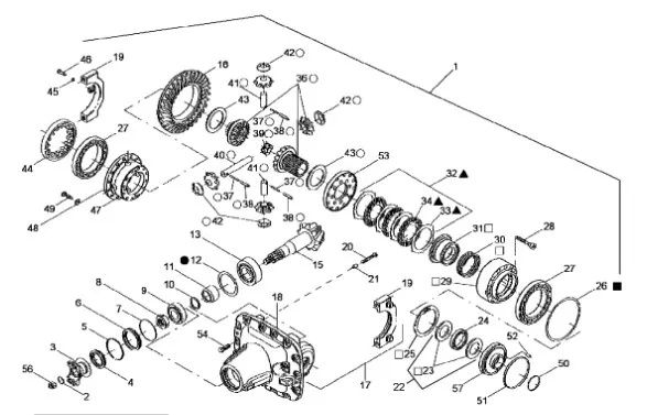 87681221 - Набор прокл. толщ. регулир. хвост. мост. пер. DS 5кл. TGT8./Mg.
